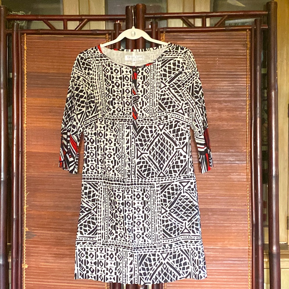 White and black long sleeve dress